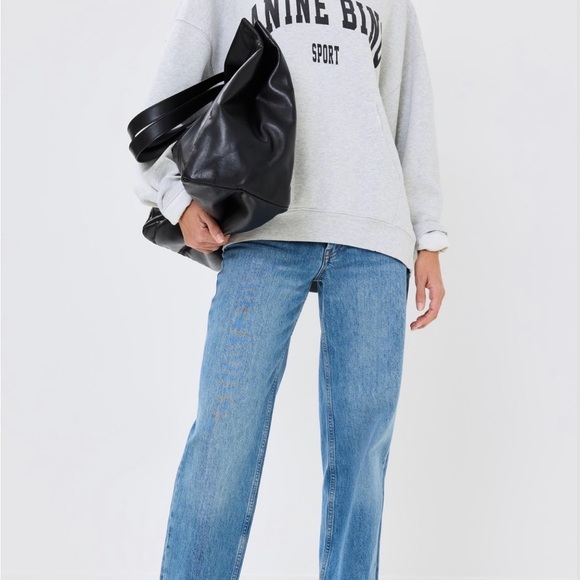 Anine Bing Harvey Hoodie distressed sweatshirt, Heather Grey, XS - Picture 4 of 11